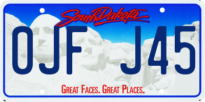 SD license plate 0JFJ45