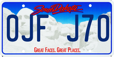 SD license plate 0JFJ70