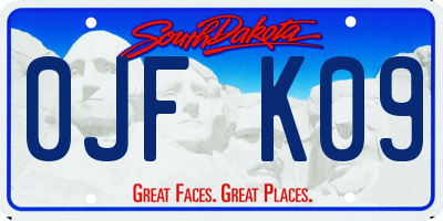 SD license plate 0JFK09