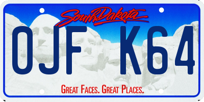 SD license plate 0JFK64