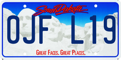 SD license plate 0JFL19