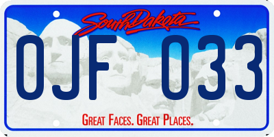 SD license plate 0JFO33
