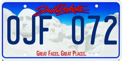 SD license plate 0JFO72