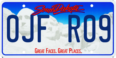 SD license plate 0JFR09