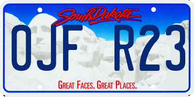 SD license plate 0JFR23