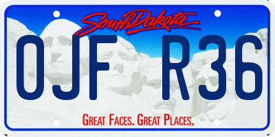 SD license plate 0JFR36