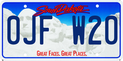 SD license plate 0JFW20