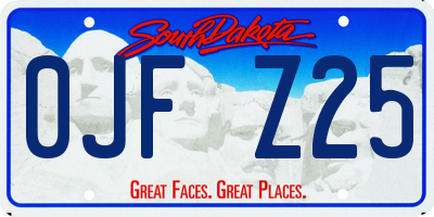 SD license plate 0JFZ25