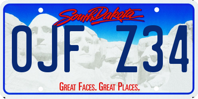 SD license plate 0JFZ34