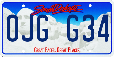 SD license plate 0JGG34
