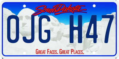 SD license plate 0JGH47