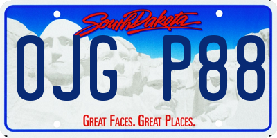 SD license plate 0JGP88