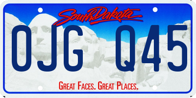 SD license plate 0JGQ45