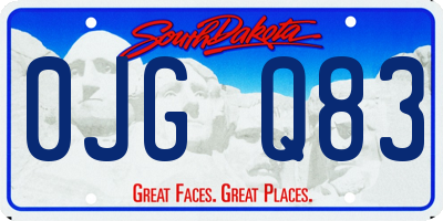 SD license plate 0JGQ83