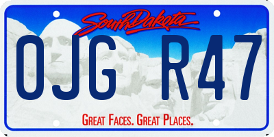 SD license plate 0JGR47