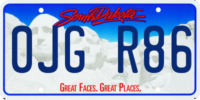 SD license plate 0JGR86