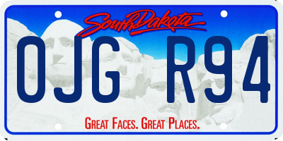SD license plate 0JGR94