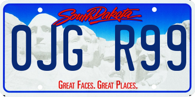 SD license plate 0JGR99