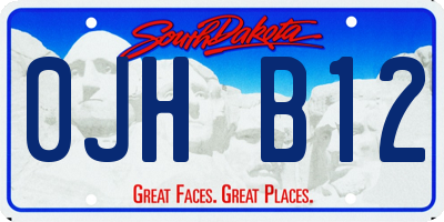 SD license plate 0JHB12