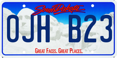 SD license plate 0JHB23