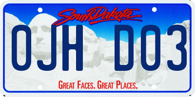 SD license plate 0JHD03
