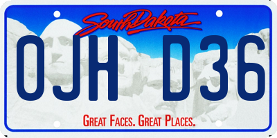SD license plate 0JHD36