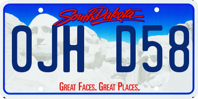 SD license plate 0JHD58
