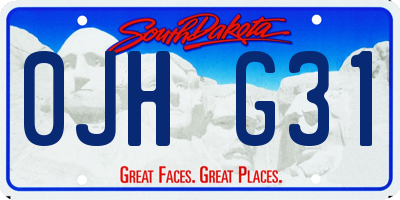 SD license plate 0JHG31