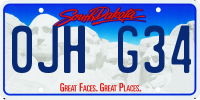 SD license plate 0JHG34