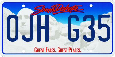 SD license plate 0JHG35