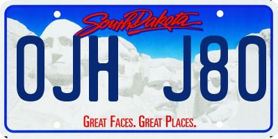 SD license plate 0JHJ80
