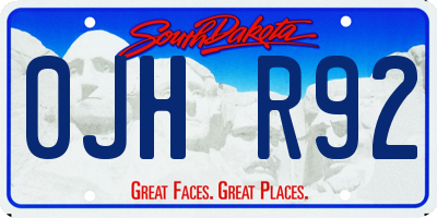 SD license plate 0JHR92