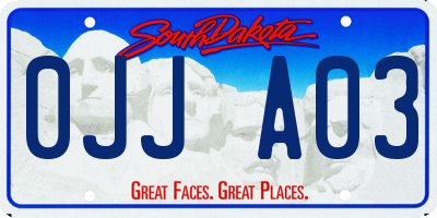 SD license plate 0JJA03