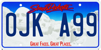 SD license plate 0JKA99