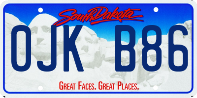 SD license plate 0JKB86