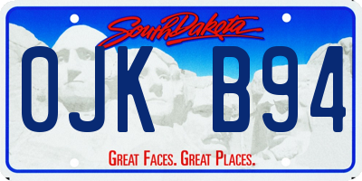 SD license plate 0JKB94