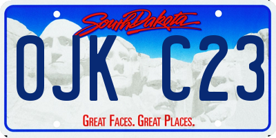 SD license plate 0JKC23