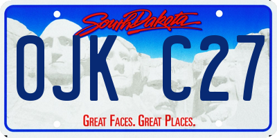 SD license plate 0JKC27