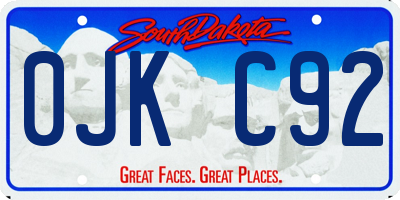 SD license plate 0JKC92