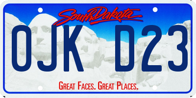 SD license plate 0JKD23