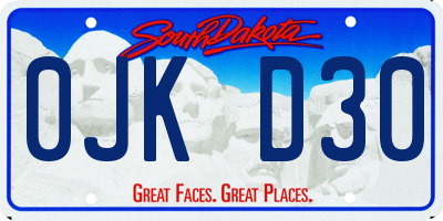 SD license plate 0JKD30