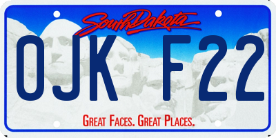 SD license plate 0JKF22