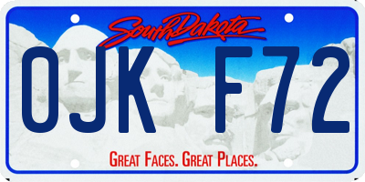 SD license plate 0JKF72