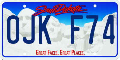 SD license plate 0JKF74