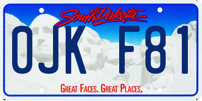 SD license plate 0JKF81