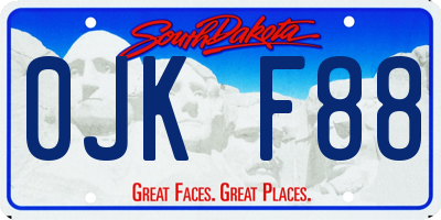 SD license plate 0JKF88