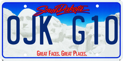 SD license plate 0JKG10