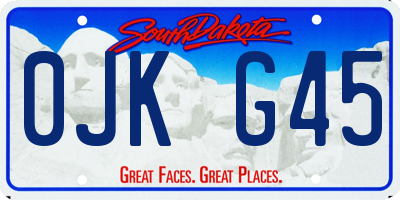 SD license plate 0JKG45