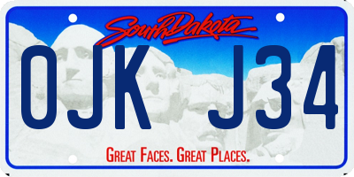 SD license plate 0JKJ34