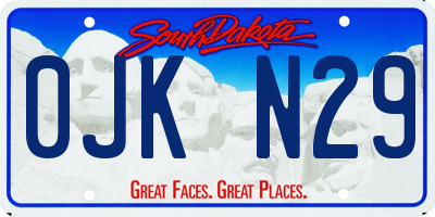 SD license plate 0JKN29